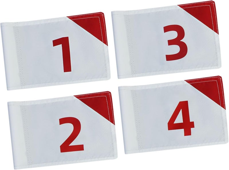 Crestgolf 4 PCS Mini Golf Flags for Yard, All 8x6 Inch, Upgraded Dual-Layer 420D Nylon, Double Sided Printing, Numbered 1-4 Golf Pin Flags for Practice Putting Green with Tube Inserted - Image 1